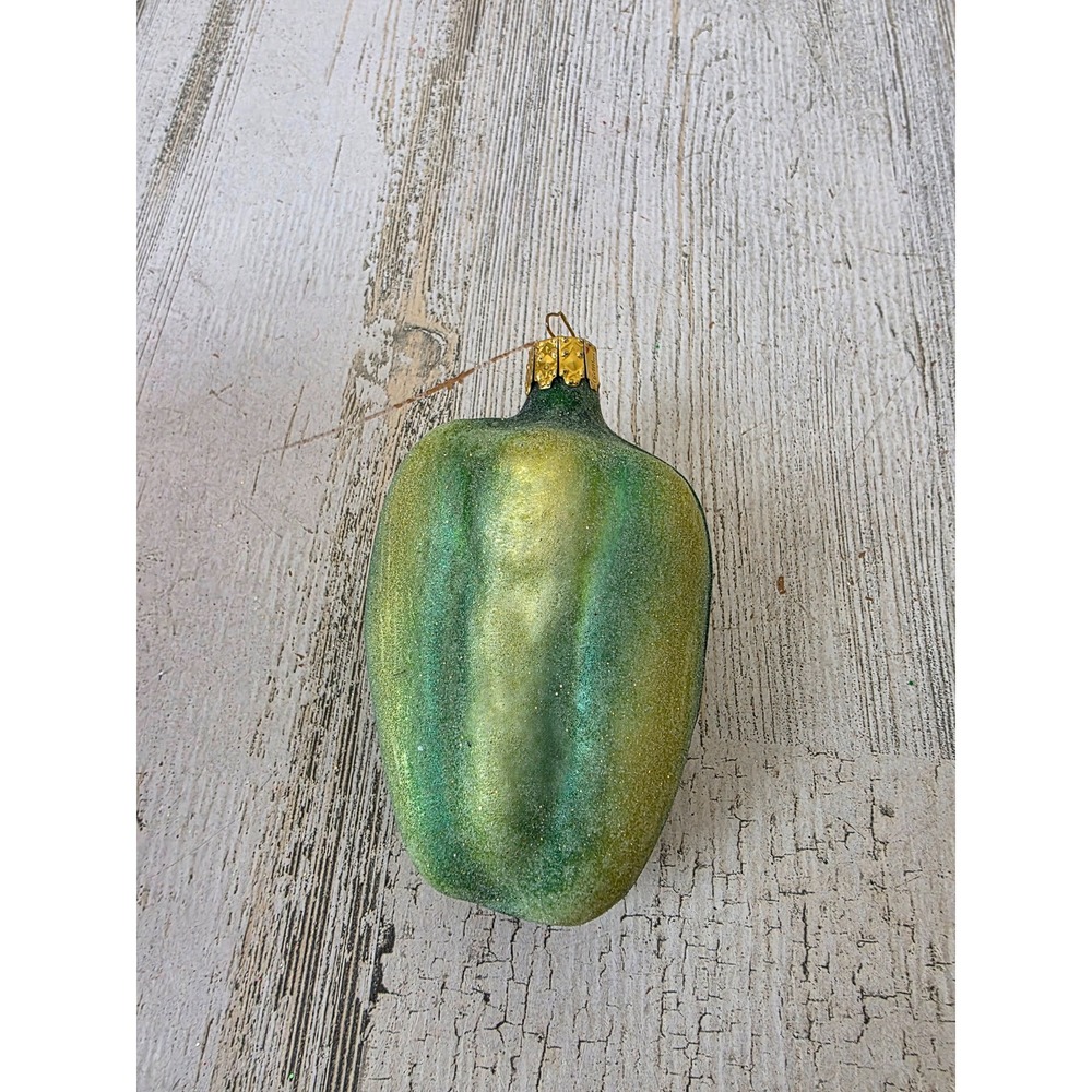 Vintage Christborn green pepper‎ glass ornament Germany Xmas tree